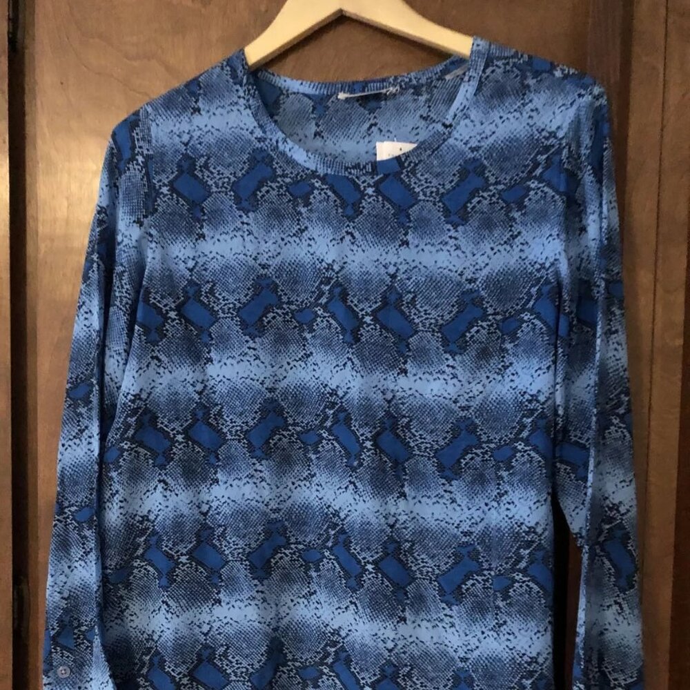 Equipment Liam Blue Snake Print Silk Blouse Tee Nwt M Medium MRSP 218
